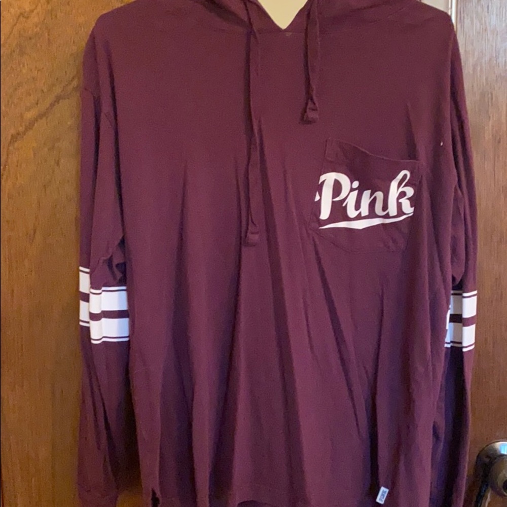 A maroon PINK hoodie